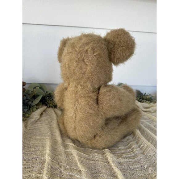 17” Vintage Mohair Jointed Teddy Bear‎ Suede Leather Pads Plastic Nose Blonde - Picture 4 of 8